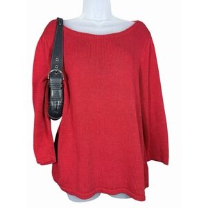 Lauren Ralph Lauren 100% Mercerized Cotton Red Boatneck Sweater Women's 1X